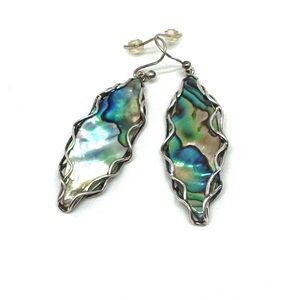 Sterling Silver Wrapped Abalone Shell Earrings by Dean Harris